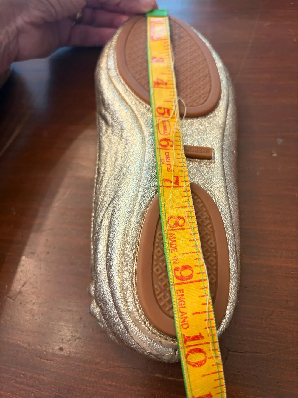 Tory Burch Metallic Gold Logo Ballet Flats